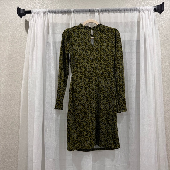 New Boden Green Twill Floral Mini Dress Sz 2 - Picture 2 of 4